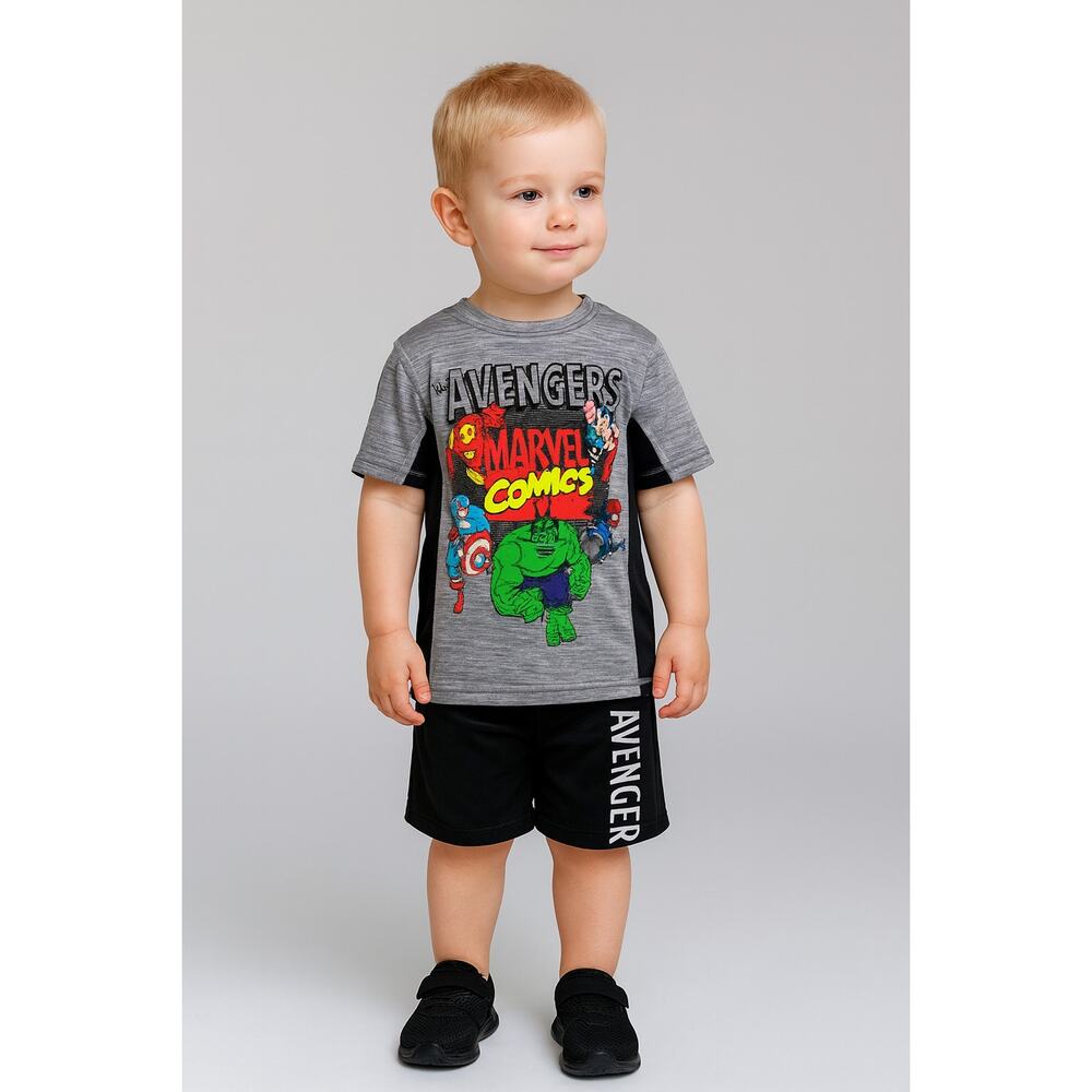 NWOT Marvel Avengers Boys' 2-Piece Shirt & Shorts Set, Size 2T Multicolor